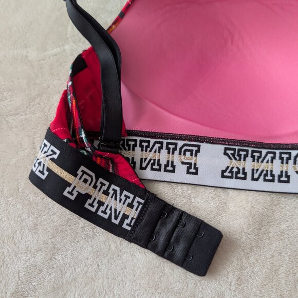 3/$30 PINK Victoria secret plaid gold detail bra - Picture 5 of 6
